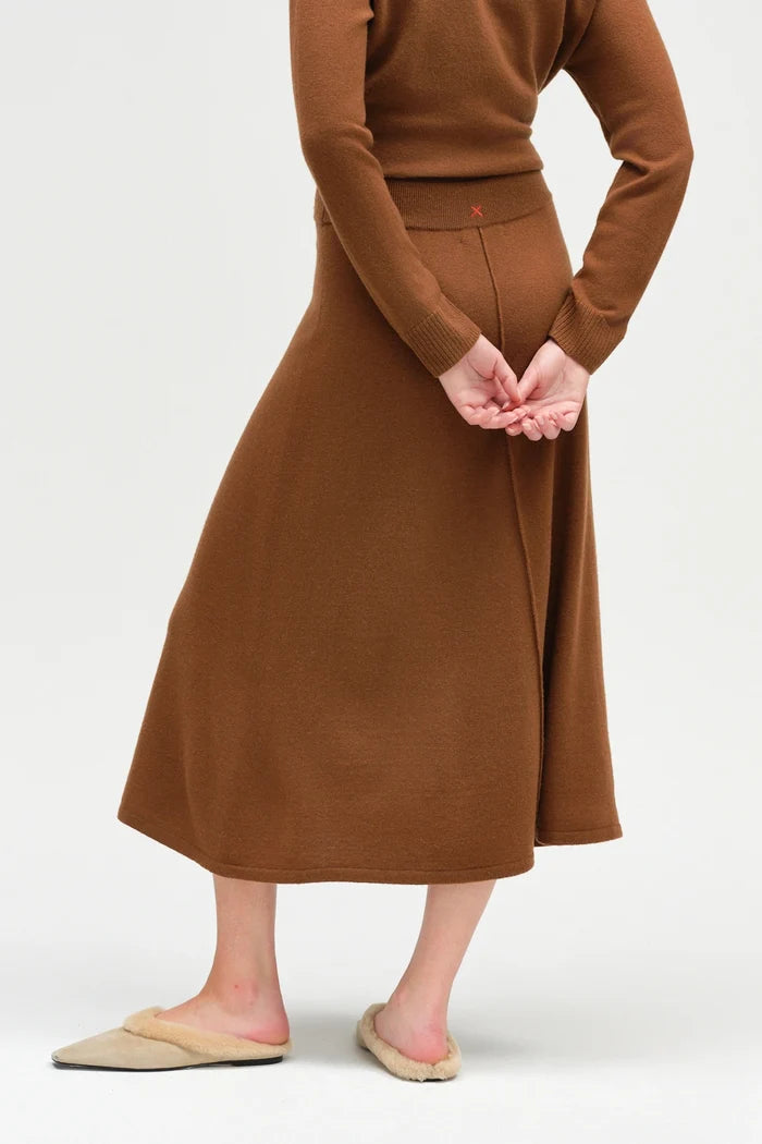 Toffee Wool-Cashmere Midi Skirt