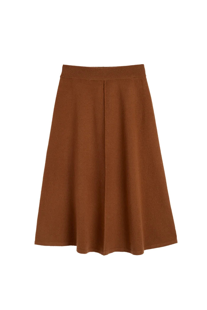 Toffee Wool-Cashmere Midi Skirt