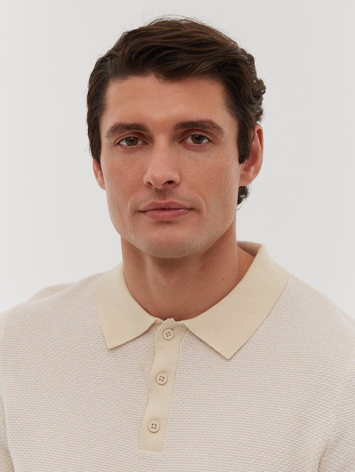 Totti Beige Polos SS Knit with 2 Colour Transfer  Shot 3