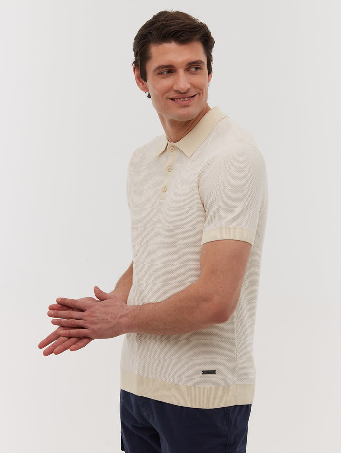 Totti Beige Polos SS Knit with 2 Colour Transfer  Shot 4