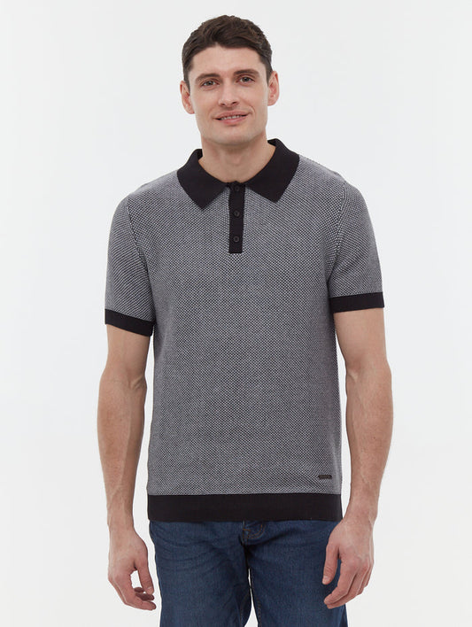 Totti Black Polos SS Knit with 2 Colour Transfer  Shot 1