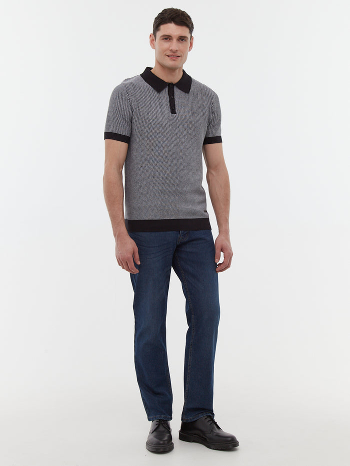 Totti Black Polos SS Knit with 2 Colour Transfer  Shot 2