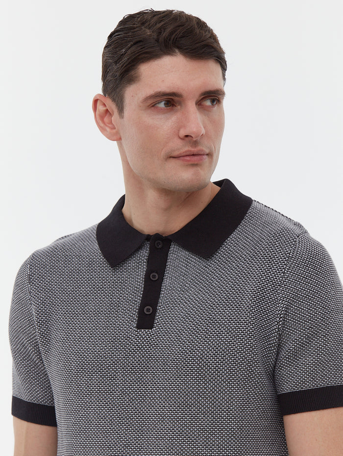 Totti Black Polos SS Knit with 2 Colour Transfer  Shot 3