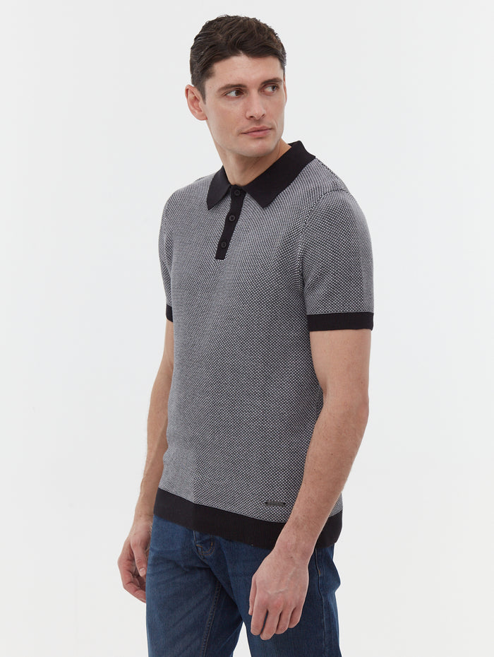 Totti Black Polos SS Knit with 2 Colour Transfer  Shot 5