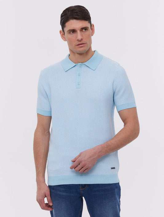 Totti Blue Polos SS Knit with 2 Colour Transfer  Shot 1