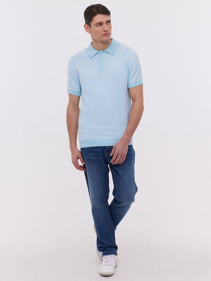 Totti Blue Polos SS Knit with 2 Colour Transfer  Shot 2