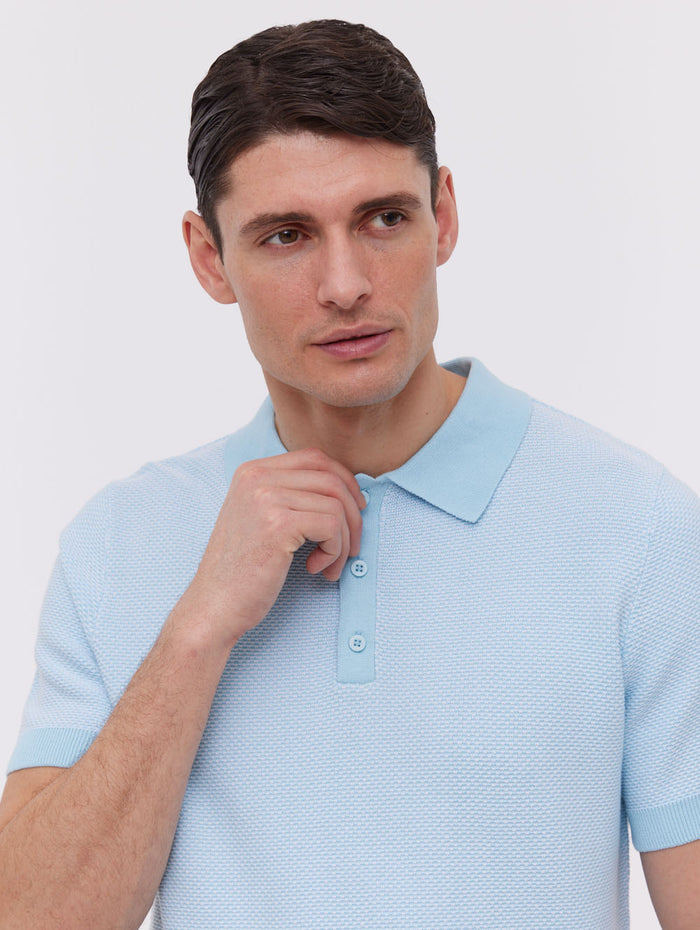 Totti Blue Polos SS Knit with 2 Colour Transfer  Shot 3
