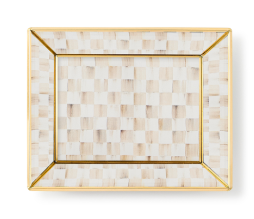 Tray Vanity Mocha Check Small Glass