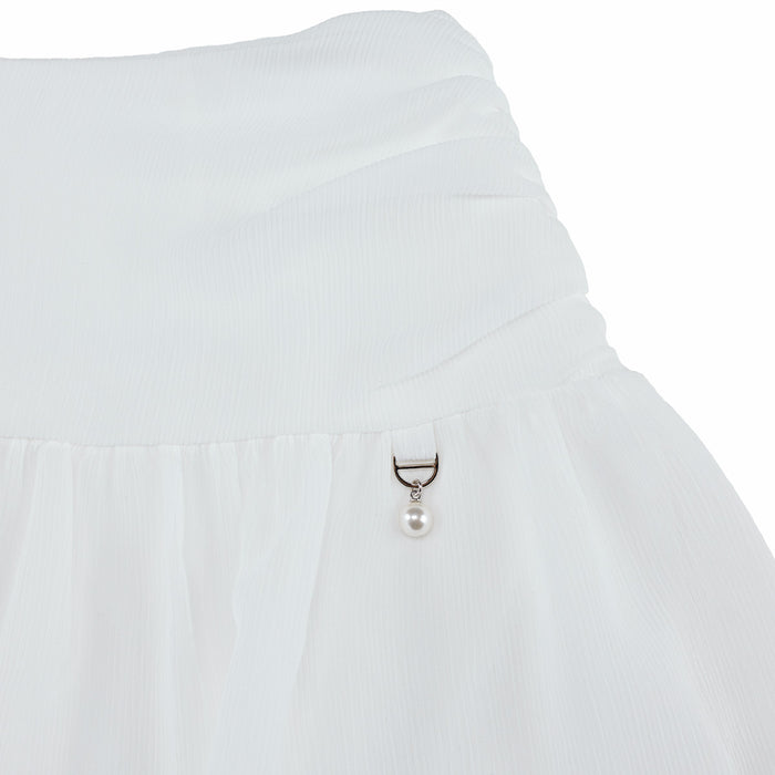 Tulle Drape Skirt (White)