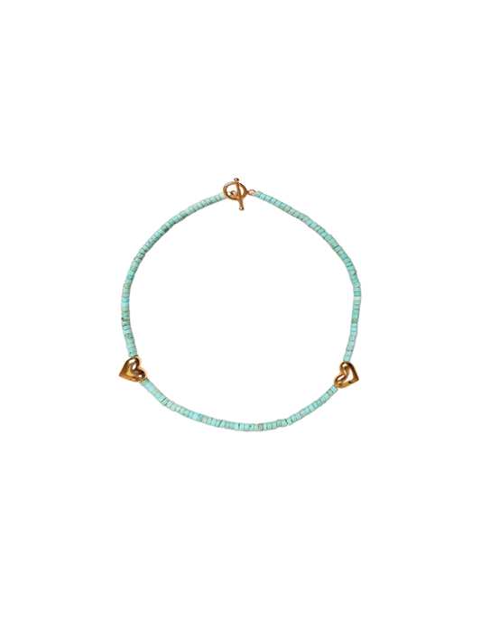 TWIN HEART NECKLACE TURQUOISE