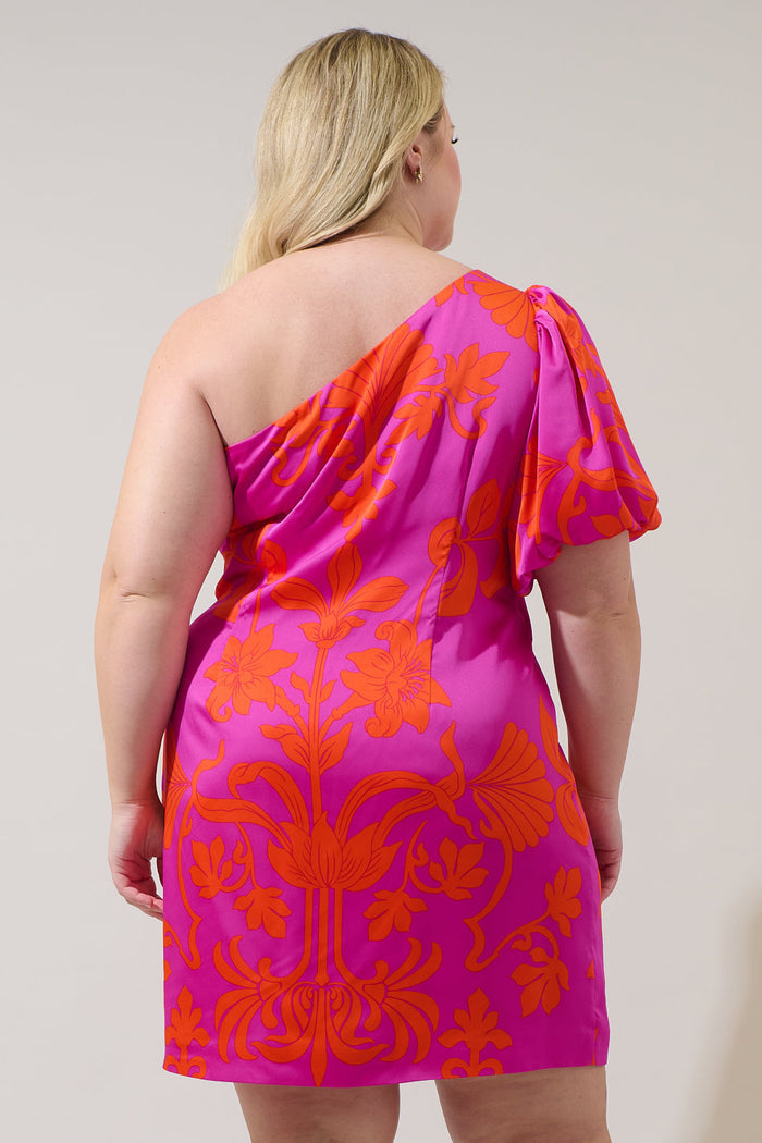 Vallie Floral Kesia One Shoulder Mini Dress Curve