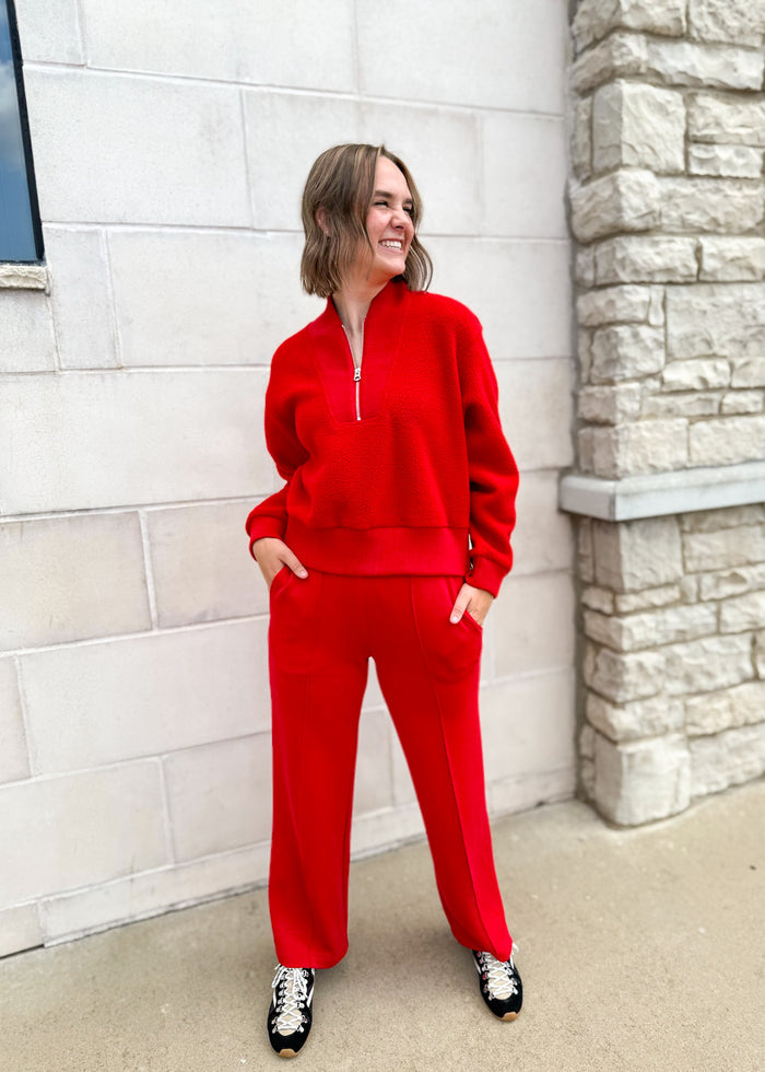 Varley Mumford Half Zip Fleece - Washed Red