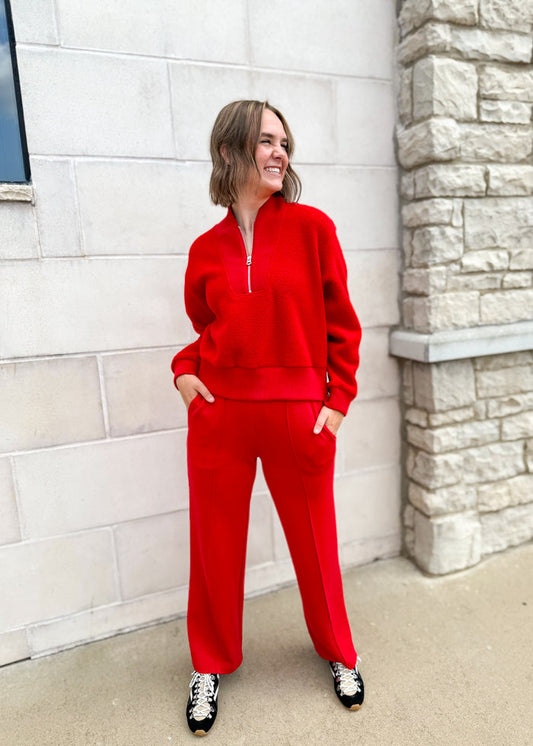 Varley Mumford Half Zip Fleece - Washed Red