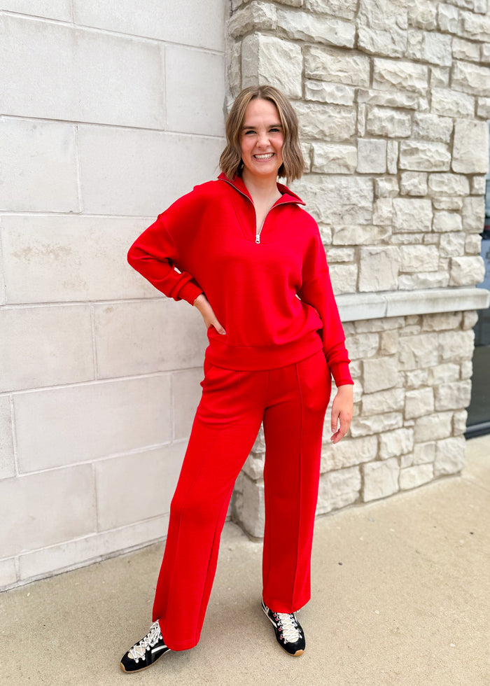 Varley The Wide Leg Pant 30" - Red Marl