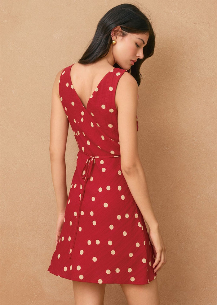 Vicki V-Neck Mini Dress - Red/Ivory