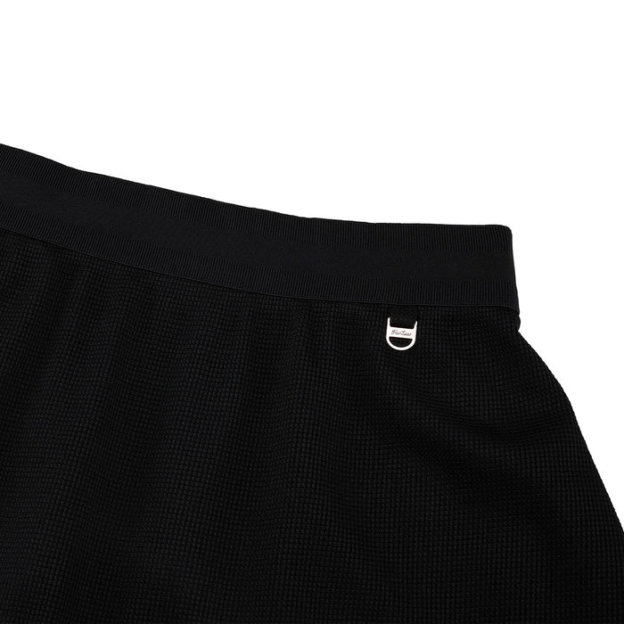 Waffle Banded Shirred Skirt (Black)