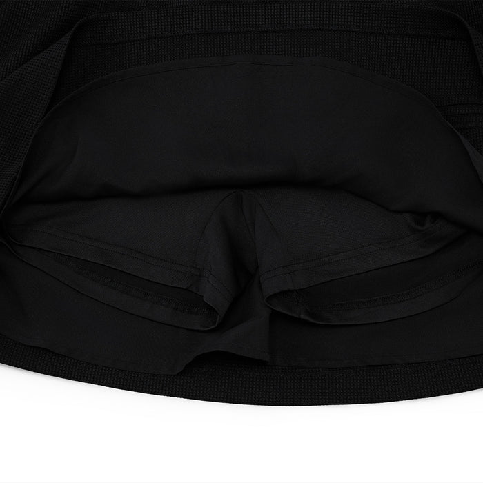 Waffle Banded Shirred Skirt (Black)