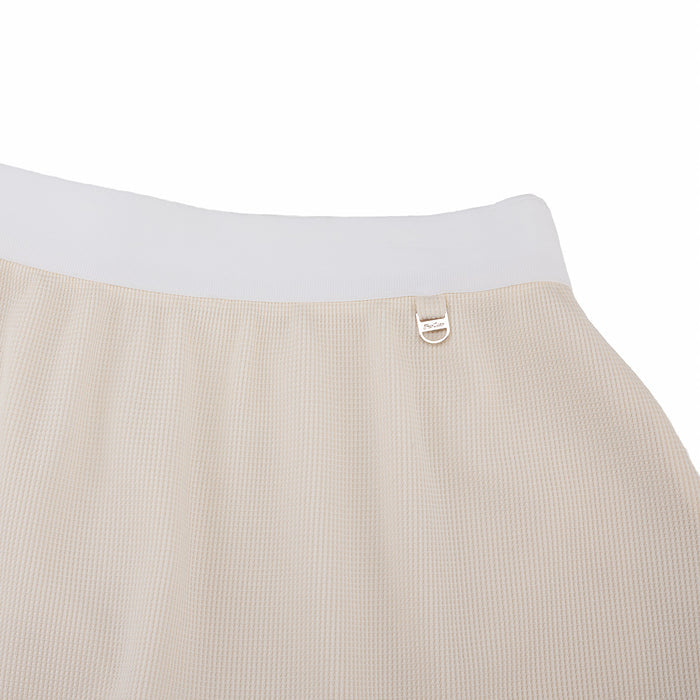 Waffle Banded Shirred Skirt (Cream)