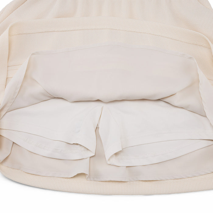 Waffle Banded Shirred Skirt (Cream)