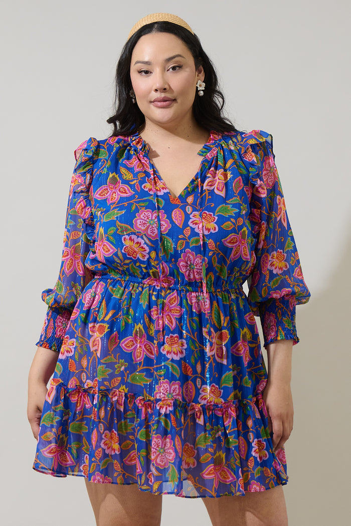 Wendey Floral Idra Ruffle Chiffon Dress Curve