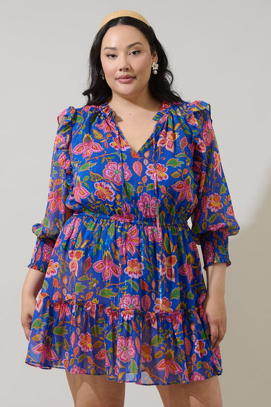 Wendey Floral Idra Ruffle Chiffon Dress Curve