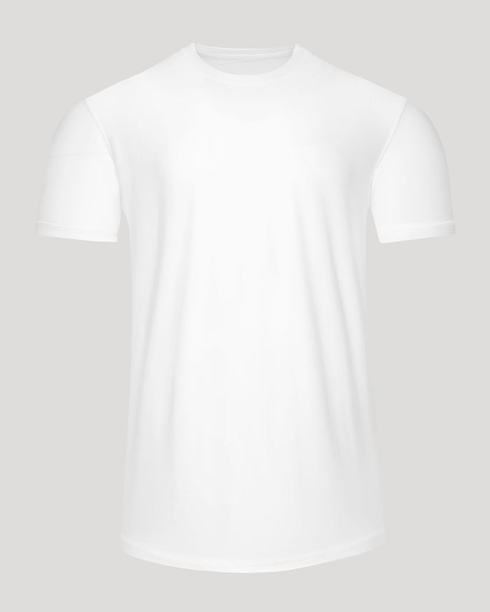 White t-shirt on a light gray background