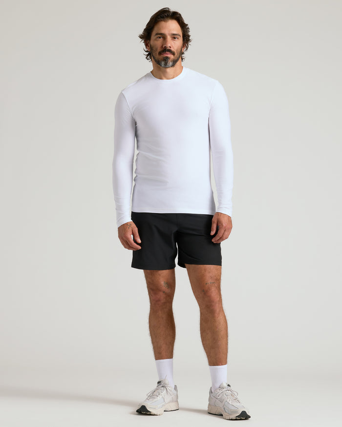 White Active Long Sleeve Crew T-Shirt worn by man.