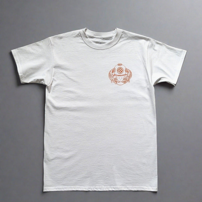 WHITE N.S.C ORANGE LOGO TEE