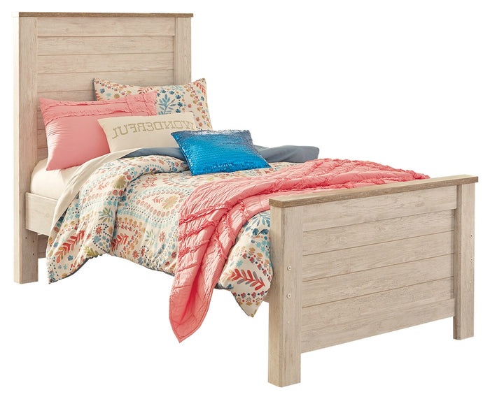 Willowton B267B15 Whitewash Twin Panel Bed