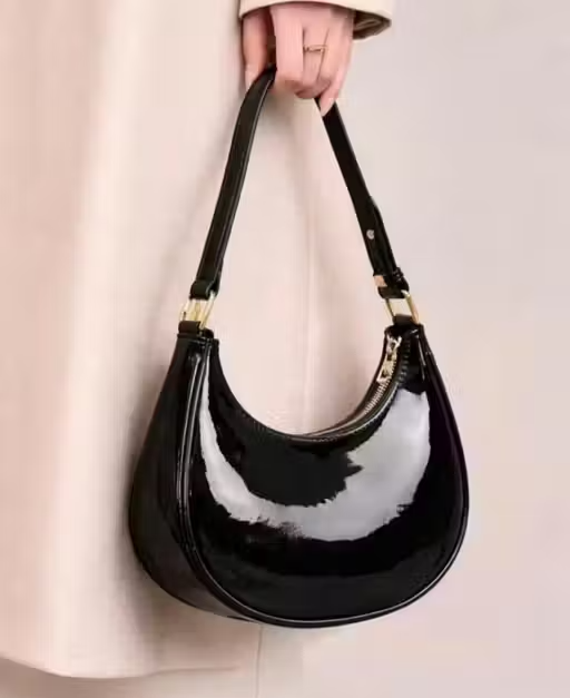 WIND Solid PU Sling Bag – Shiny Finish Crossbody Bag for Women