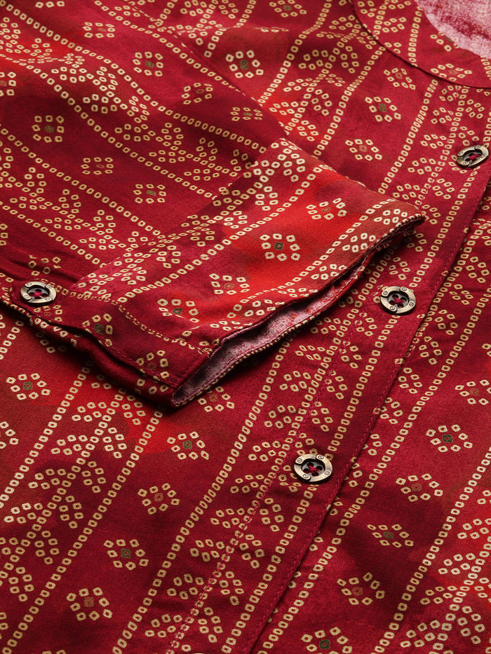 Wine Bandhani Printed Co-Ords, floral Printed Co-Ords Set, Bandhani Printed Palazzos Set, printed co-ords, Bandhani printed, co-ord set, Shirt and palazzo set, women’s co-ords, elegant co-ords, two-piece set