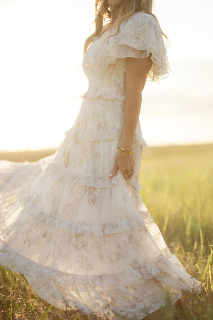 Winnie Dress in Bright White Wispy Wildflower-4
