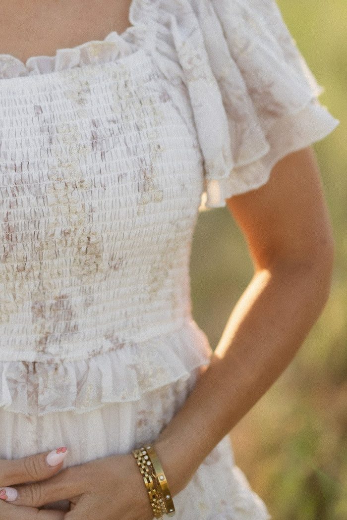 Winnie Dress in Bright White Wispy Wildflower-5