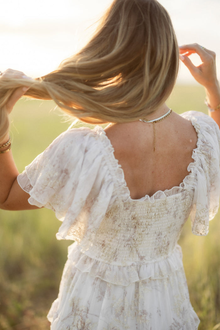 Winnie Dress in Bright White Wispy Wildflower-3