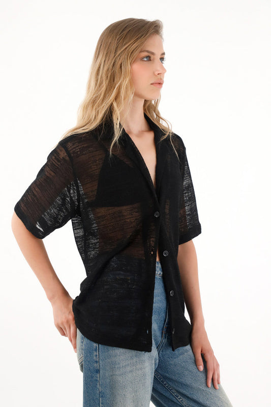 Women's Black Sheer Shirt