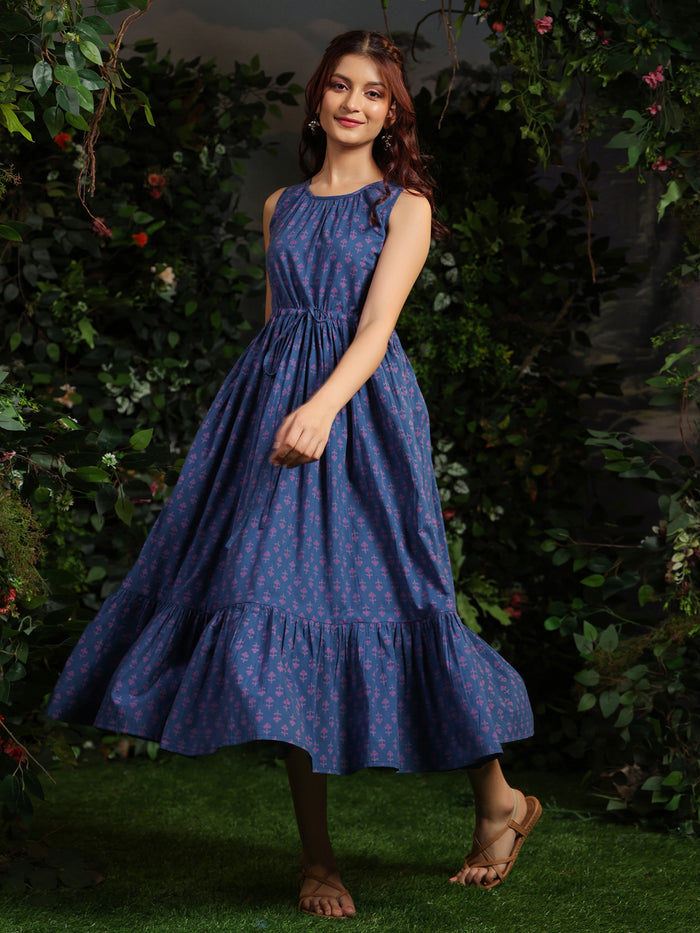 Women's Blue fit and flare dress