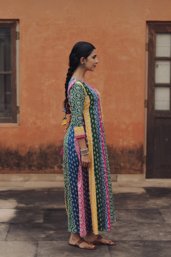 Women's Cotton Panelled Long Dress