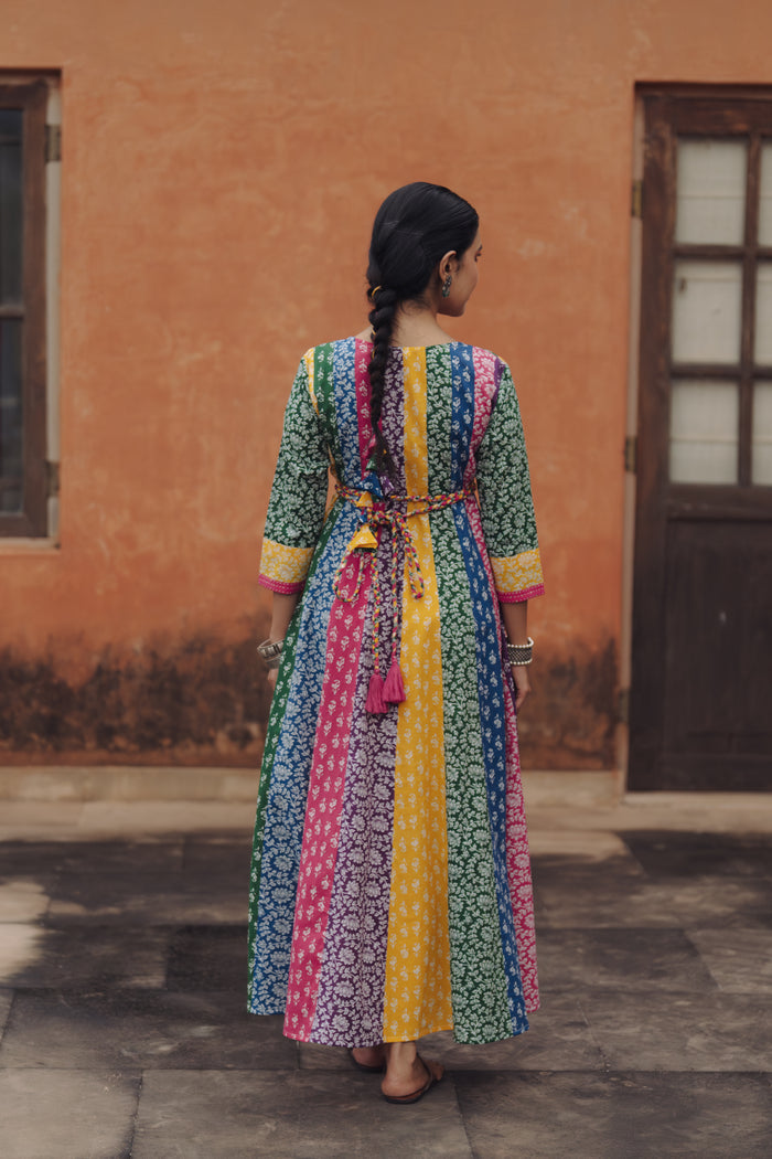 Women's Cotton Panelled Long Dress