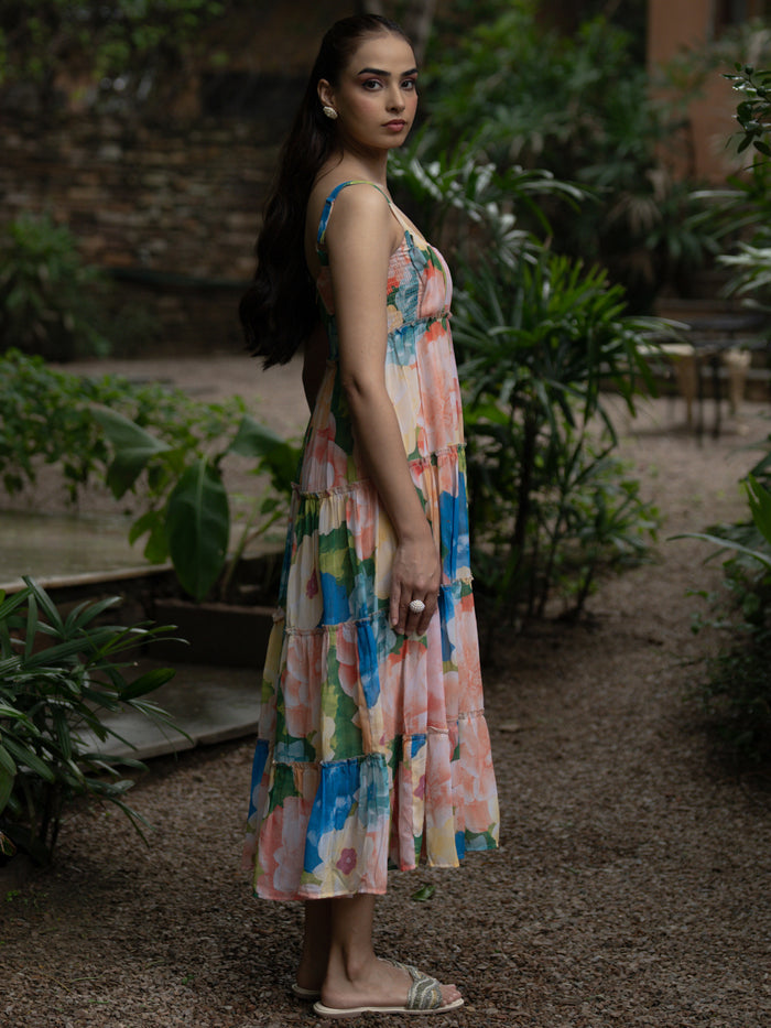 Women's Georgette Printed Tier Dress