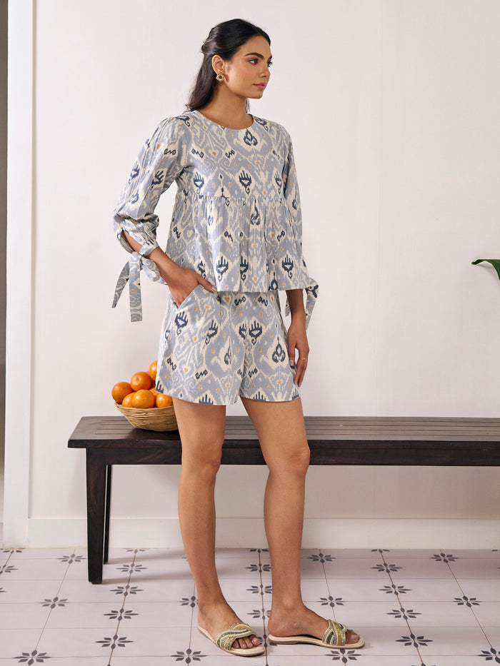 Women's Ikat Print Shorts Co ord Set