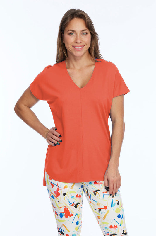 Women's Premium Short Sleeve Knit Coral Top Zoe LIOR