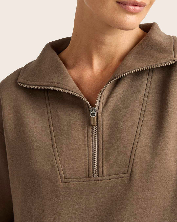 Women's Quarter Zip Sweater - Oyster