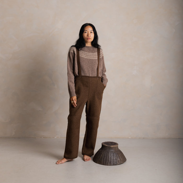 Women's Roam II Trousers/Dungarees - Boiled Merino Wool - Hazelnut