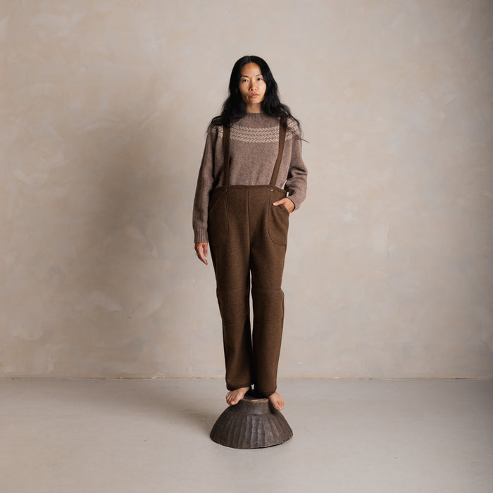 Women's Roam II Trousers/Dungarees - Boiled Merino Wool - Hazelnut