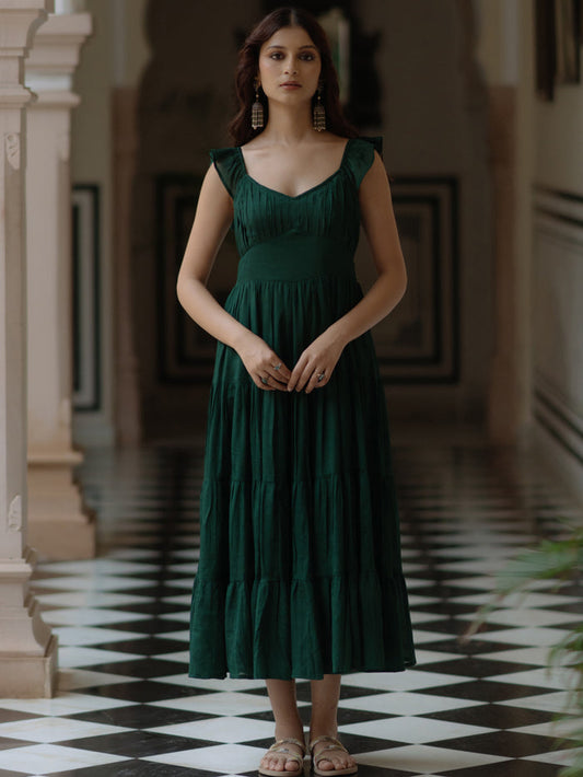 Women's Solid Fit and Flare Dress