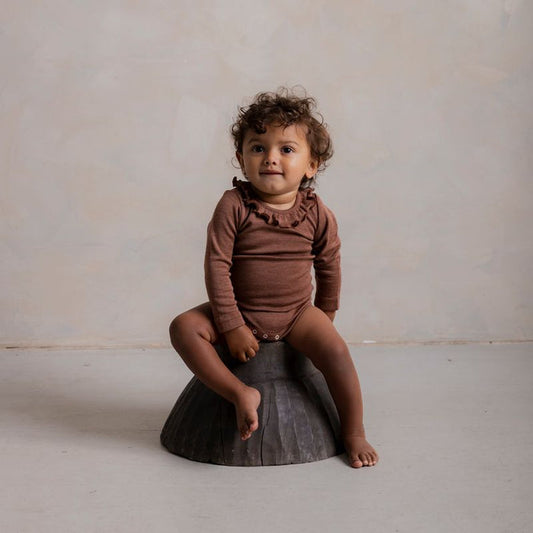 Wren Baby Body - Merino Wool & Silk - Russet