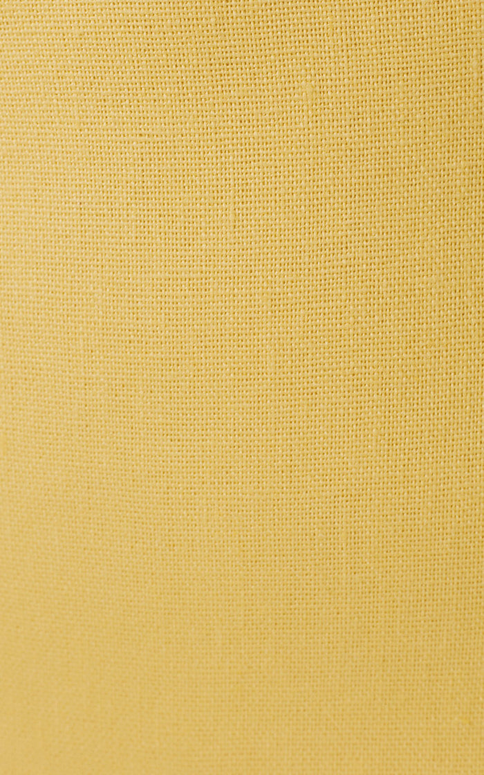 Yellow Sleeveless Cut-Out Linen Midi Dress_6