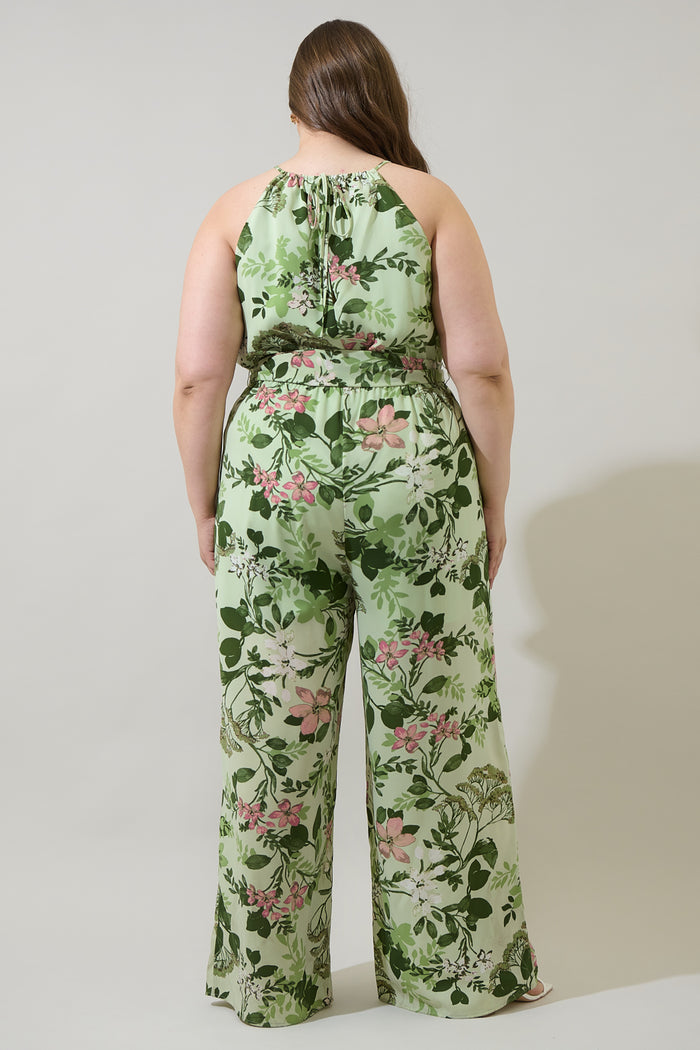 Zane Floral Lighthearted Trapeze Jumpsuit Curve