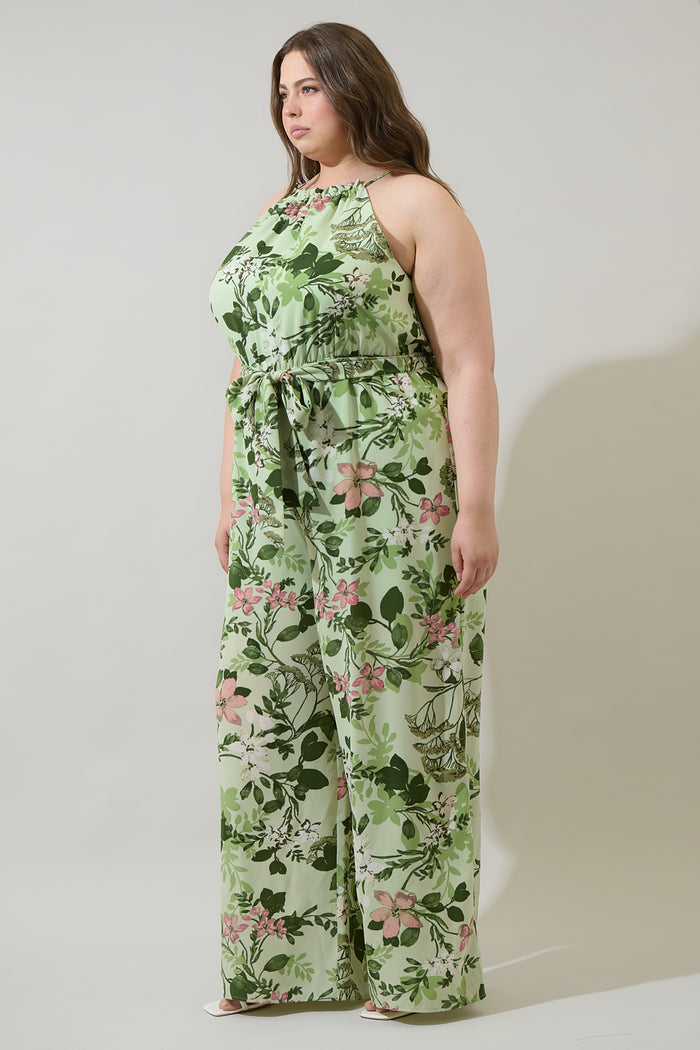 Zane Floral Lighthearted Trapeze Jumpsuit Curve