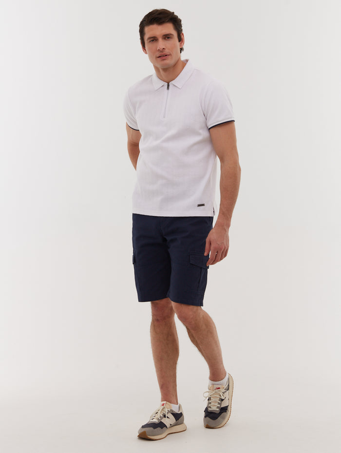 Zanza White Polos SS Knit Zip  Shot 2